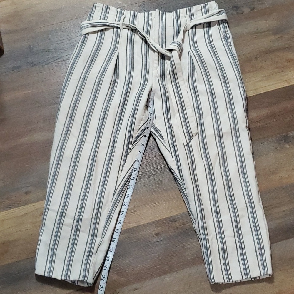 Lauren Ralph Lauren linen blend baggy striped crop pants lined